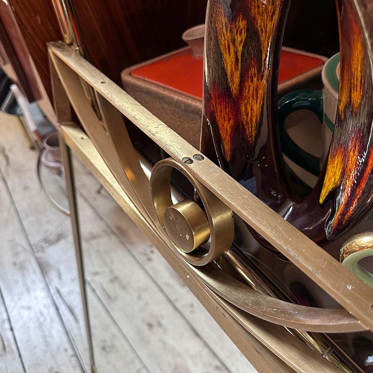 Solid brass rectangular wall mirror by Luciano Frigerio, 1960s 7