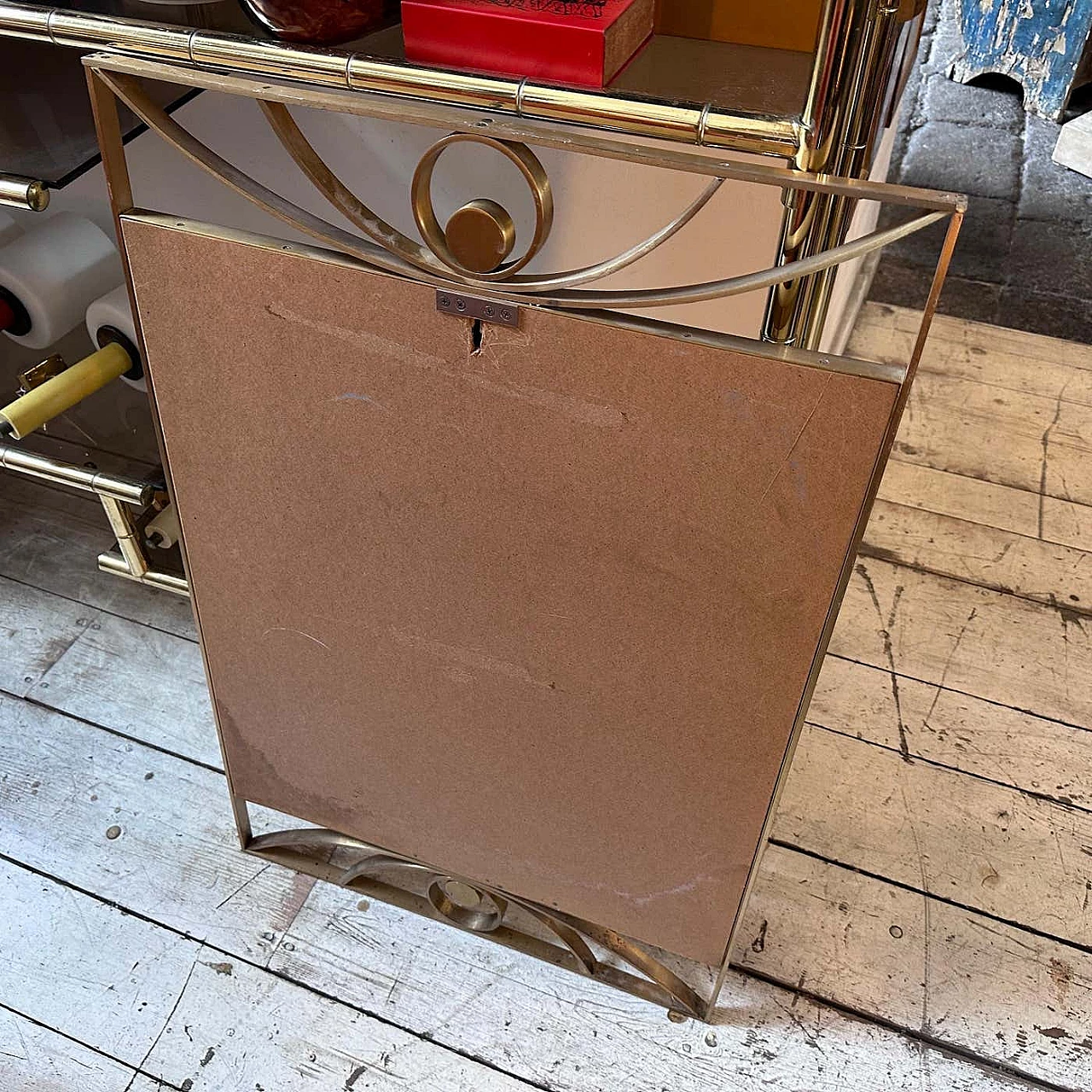 Solid brass rectangular wall mirror by Luciano Frigerio, 1960s 11