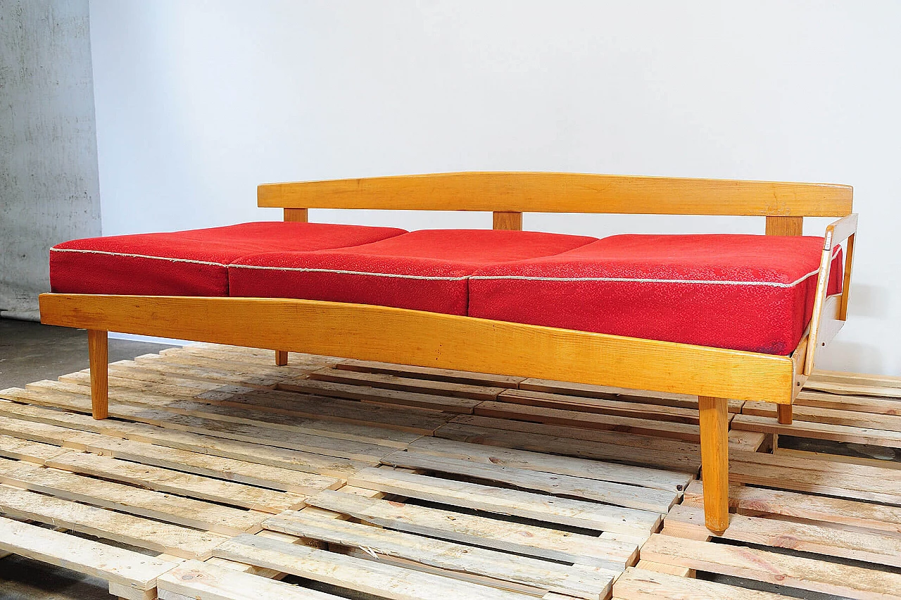 Divano letto cecoslovacco in faggio, anni '60 19