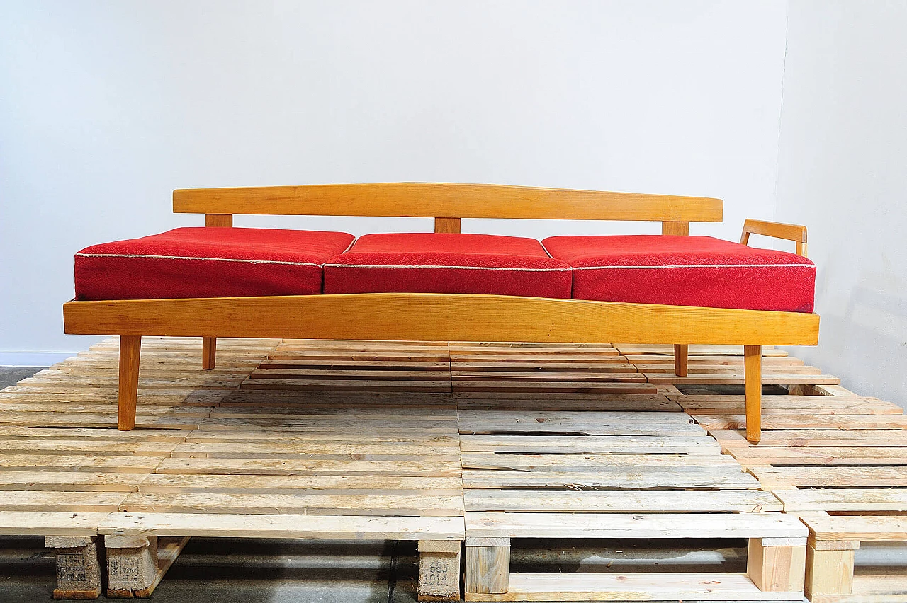 Divano letto cecoslovacco in faggio, anni '60 21