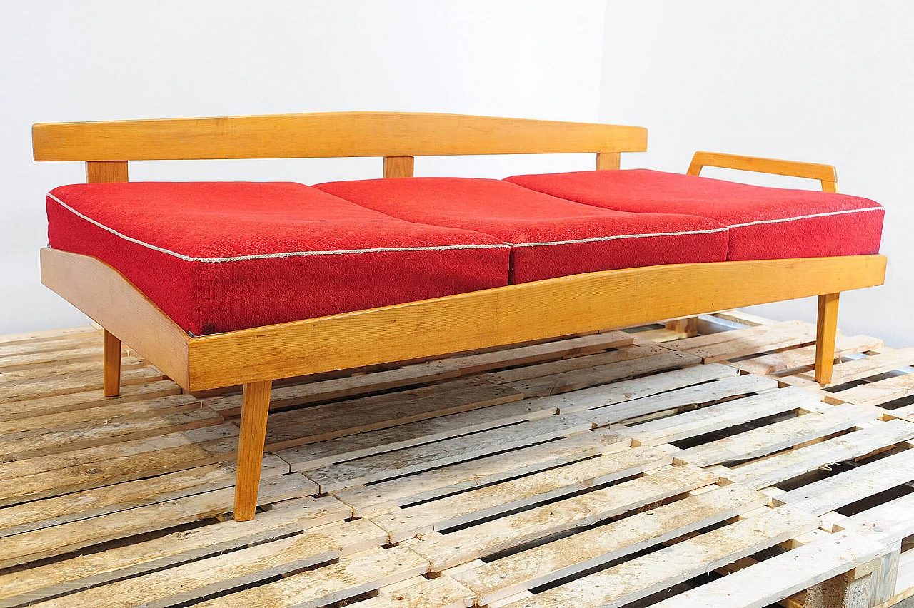 Divano letto cecoslovacco in faggio, anni '60 22