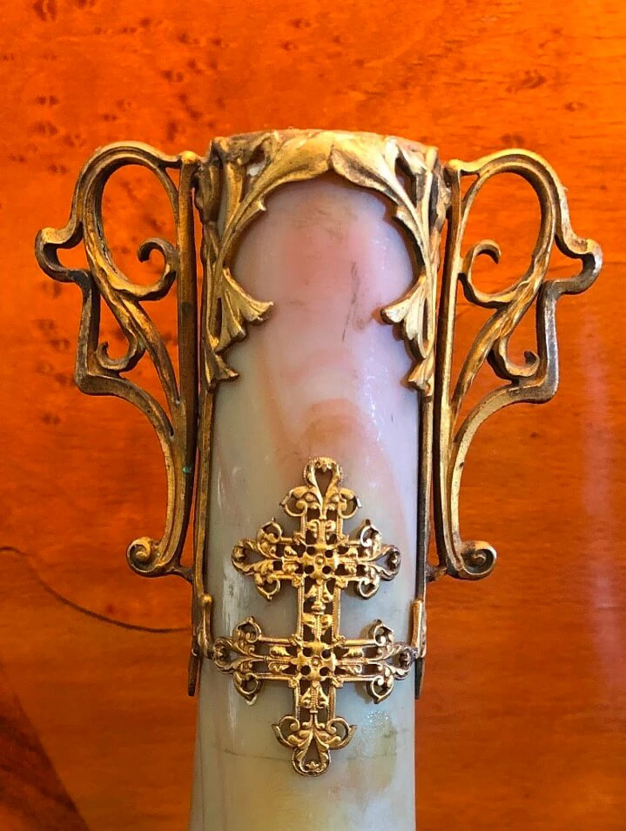 Vaso Sevres in pasta di vetro con applicazioni in metallo dorato, inizio '900 1