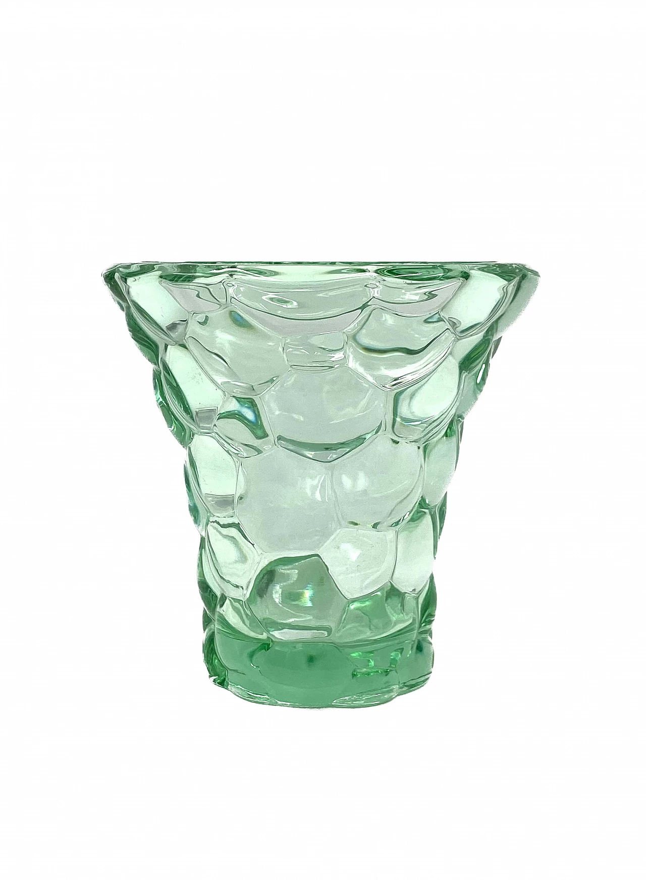 Aqua green glass honeycomb vase by Pierre d'Avesn, 1930s 1