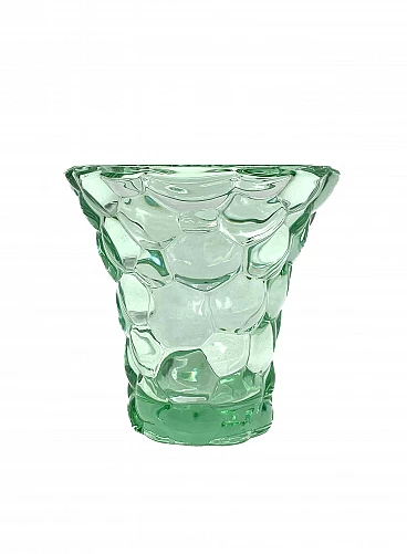 Aqua green glass honeycomb vase by Pierre d'Avesn, 1930s