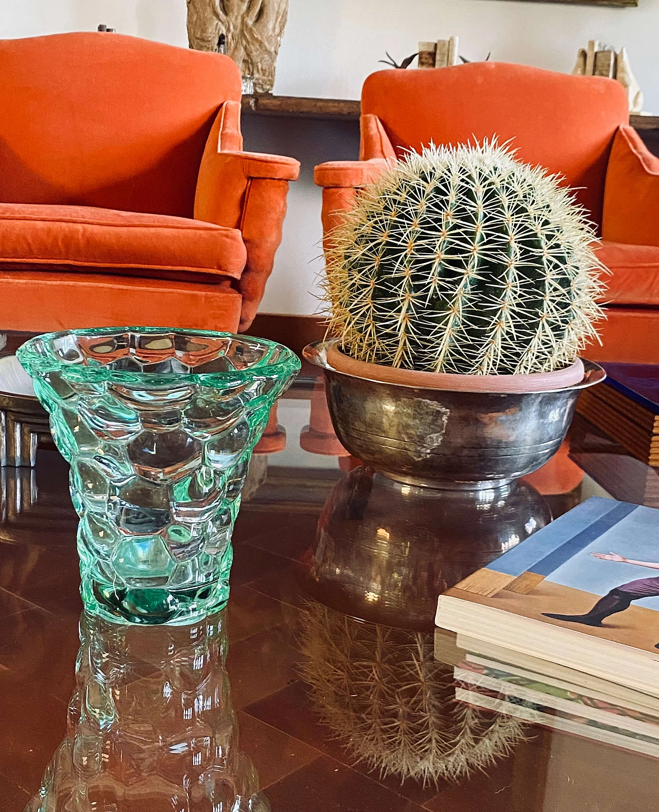 Aqua green glass honeycomb vase by Pierre d'Avesn, 1930s 6