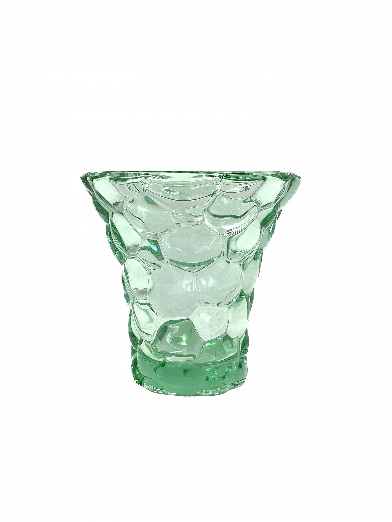 Aqua green glass honeycomb vase by Pierre d'Avesn, 1930s 8