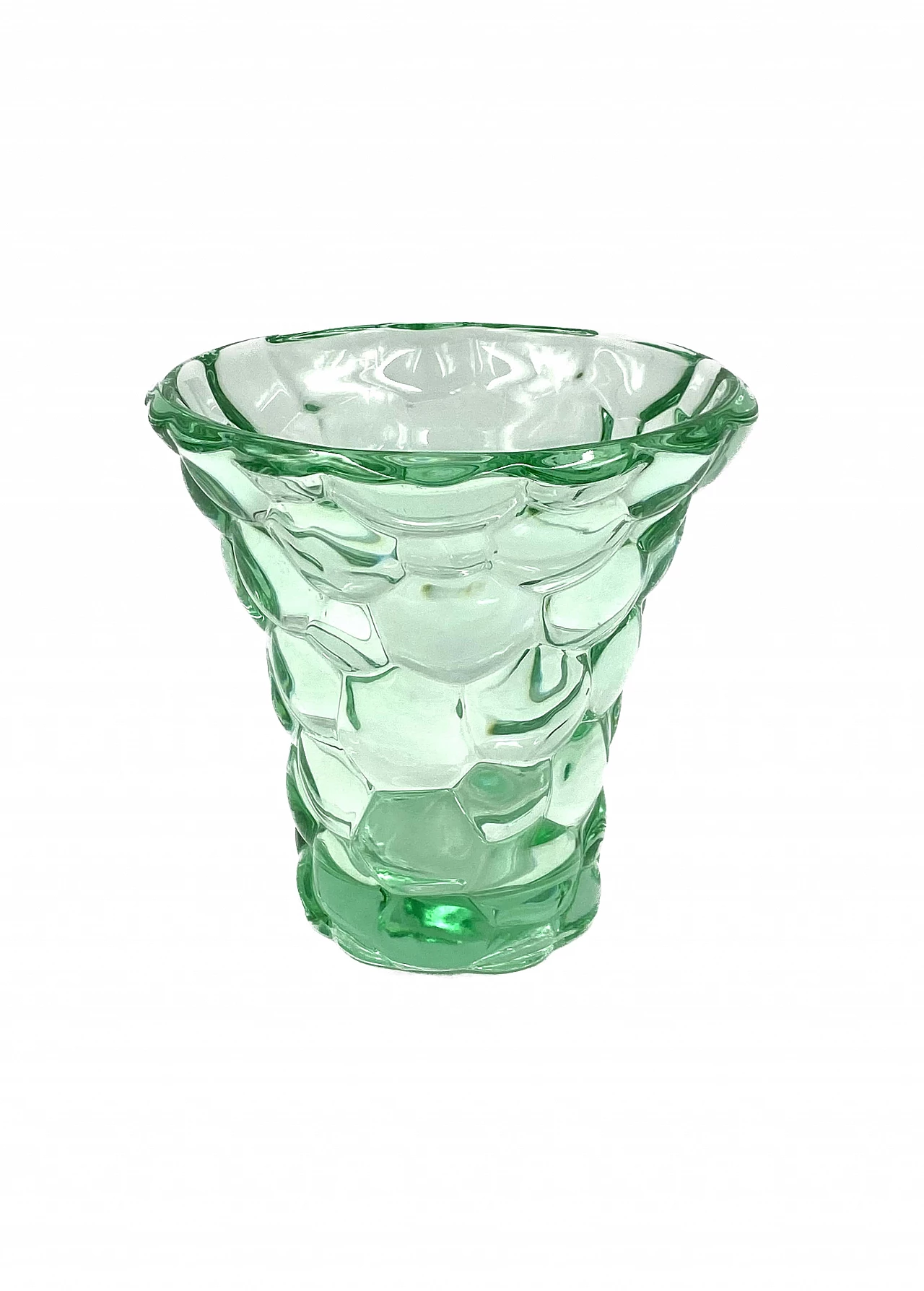 Aqua green glass honeycomb vase by Pierre d'Avesn, 1930s 10