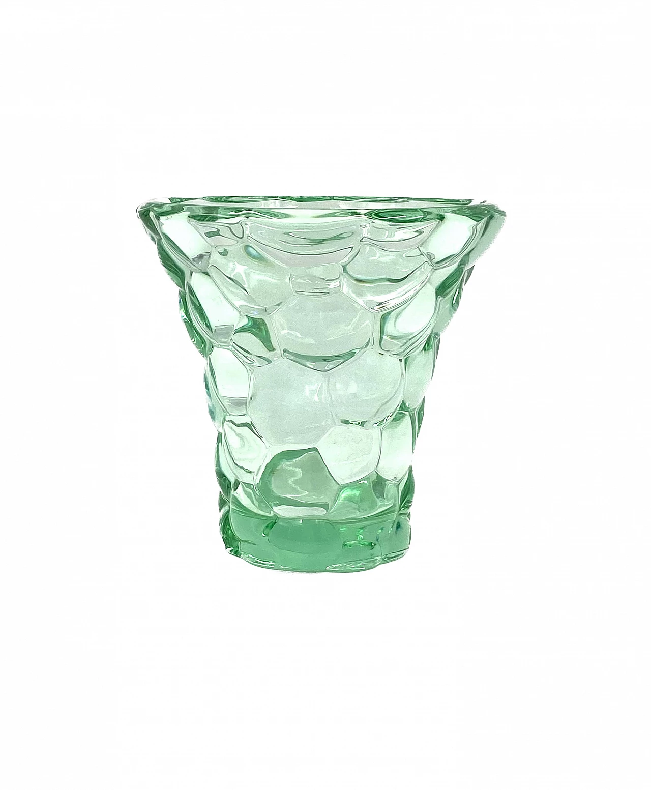 Aqua green glass honeycomb vase by Pierre d'Avesn, 1930s 11