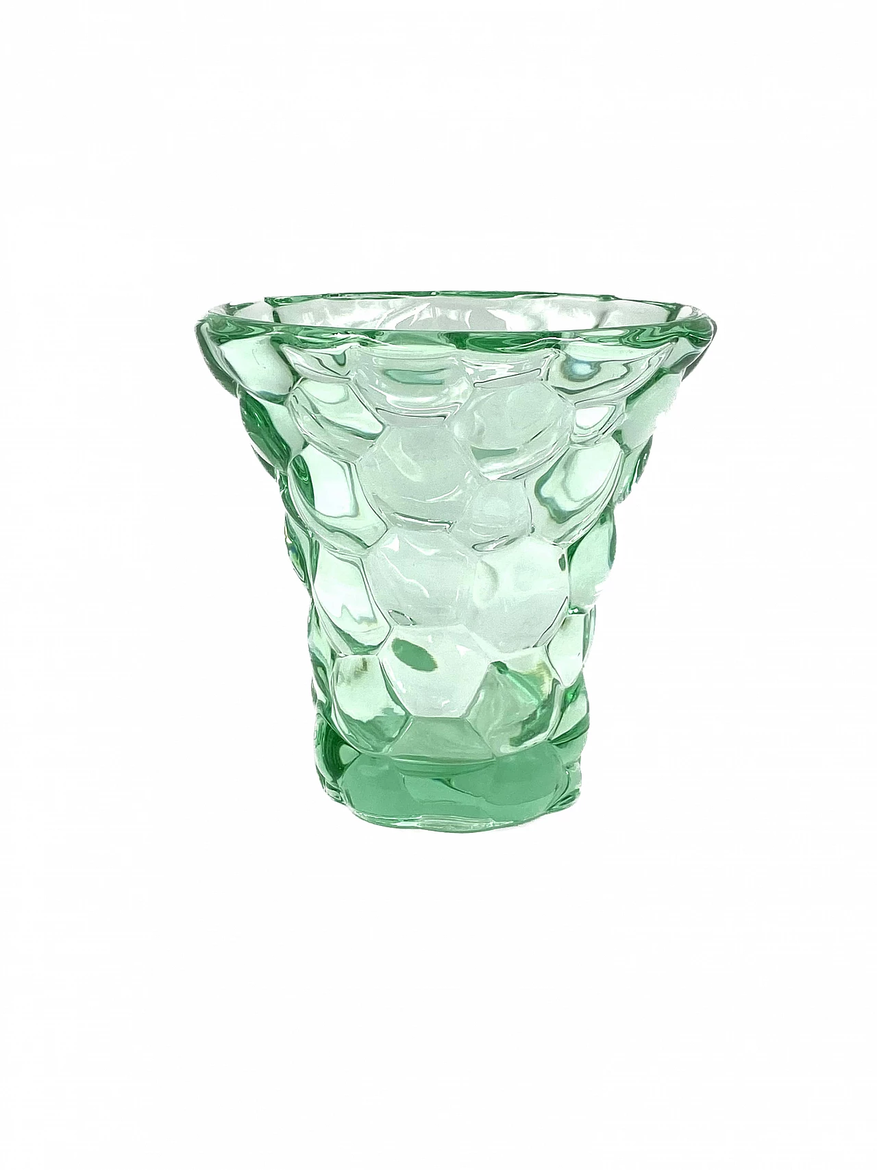 Aqua green glass honeycomb vase by Pierre d'Avesn, 1930s 12