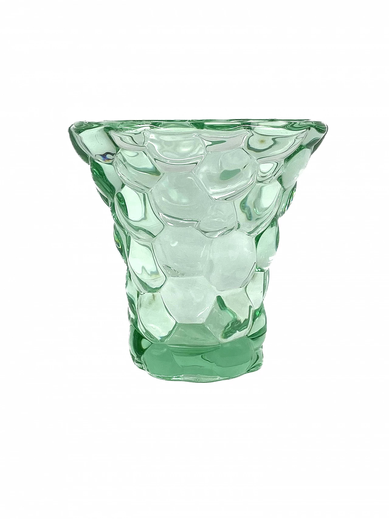 Aqua green glass honeycomb vase by Pierre d'Avesn, 1930s 13