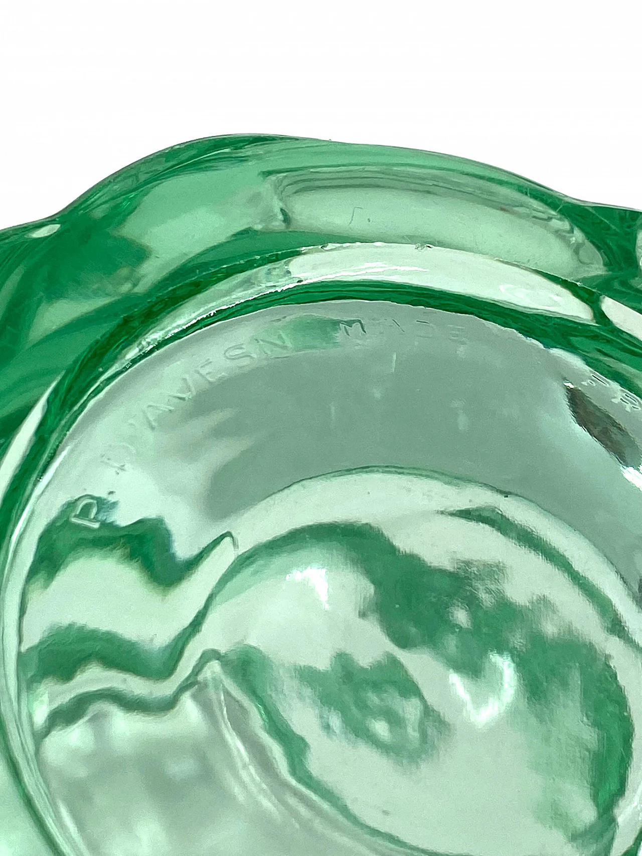 Aqua green glass honeycomb vase by Pierre d'Avesn, 1930s 17