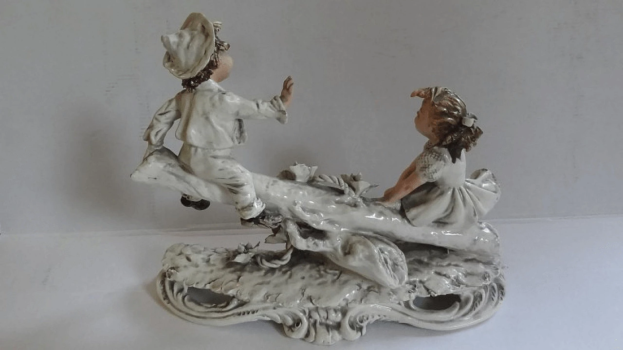 Capodimonte porcelain couple of children sculpture 2