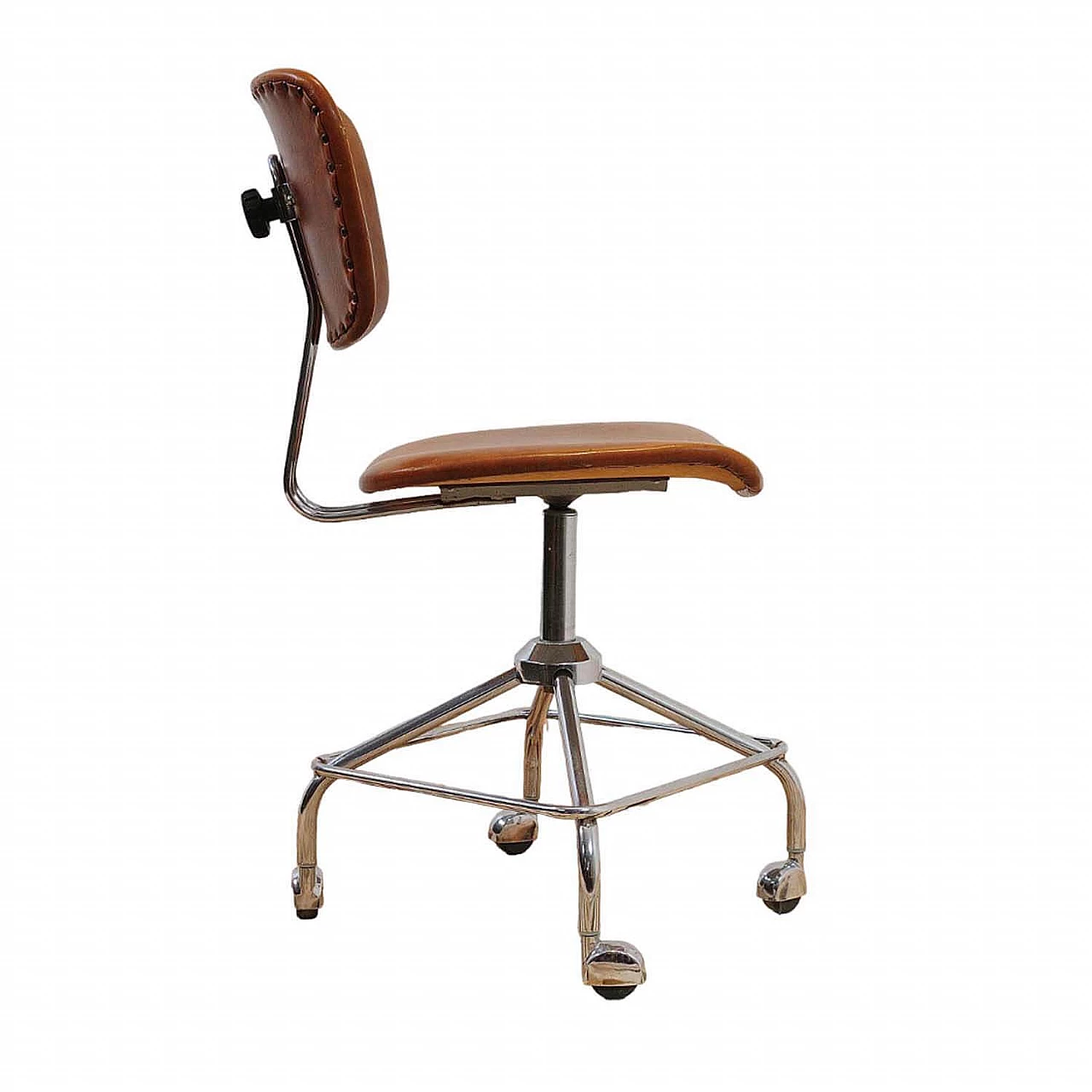 Sedia girevole in ferro e similpelle di Kovona, anni '70 1