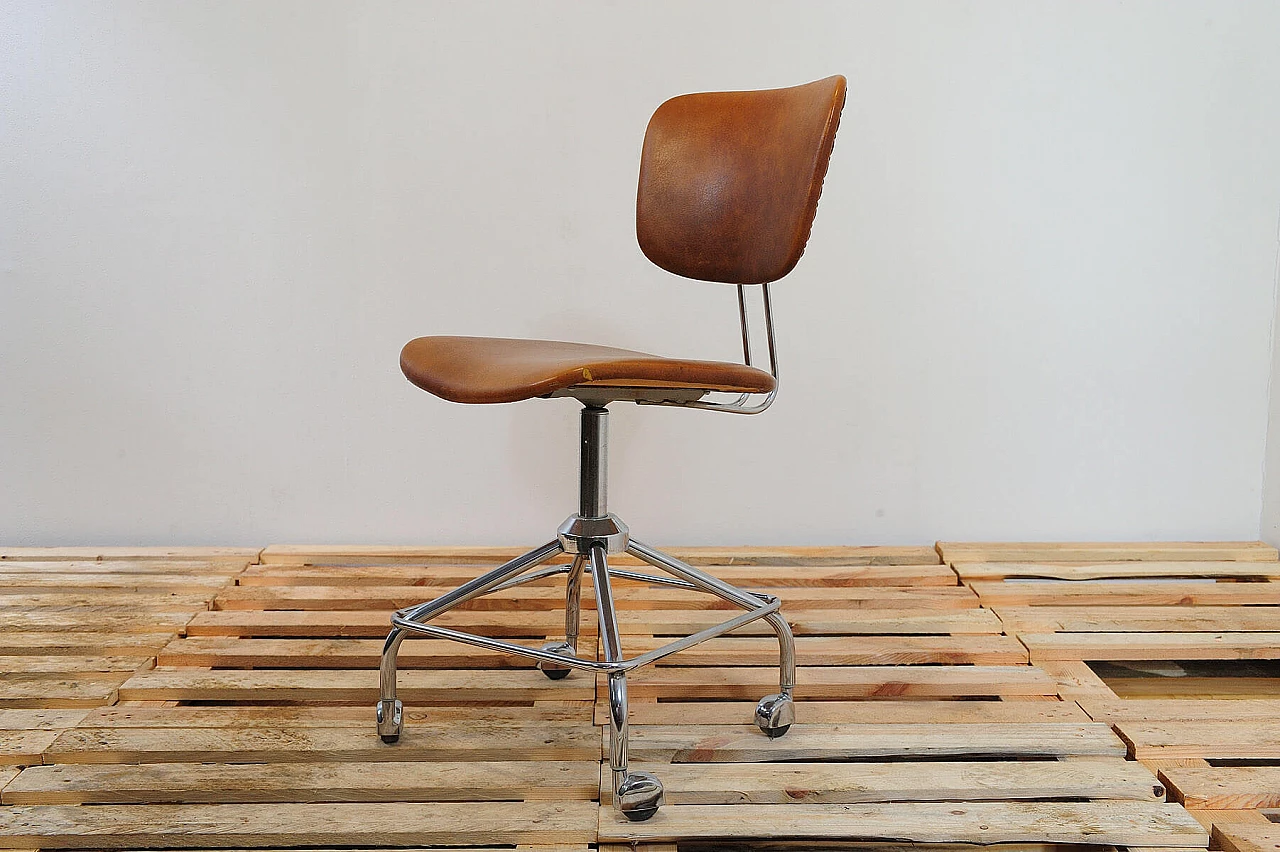 Iron and leatherette swivel chair by Kovona, 1970s 9