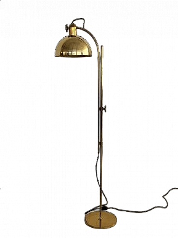Lampada da terra regolabile in ottone massiccio di Florian Schulz, anni '70