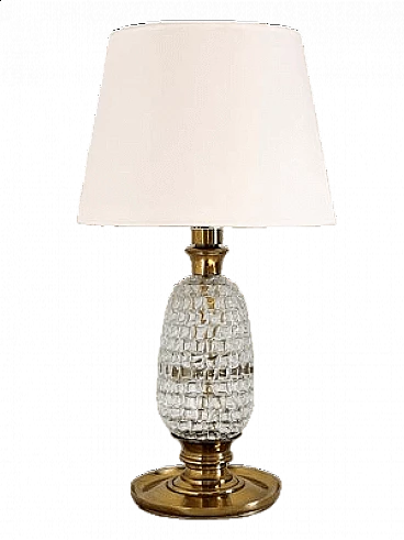 Table lamp with brass and Murano glass base, 1960s