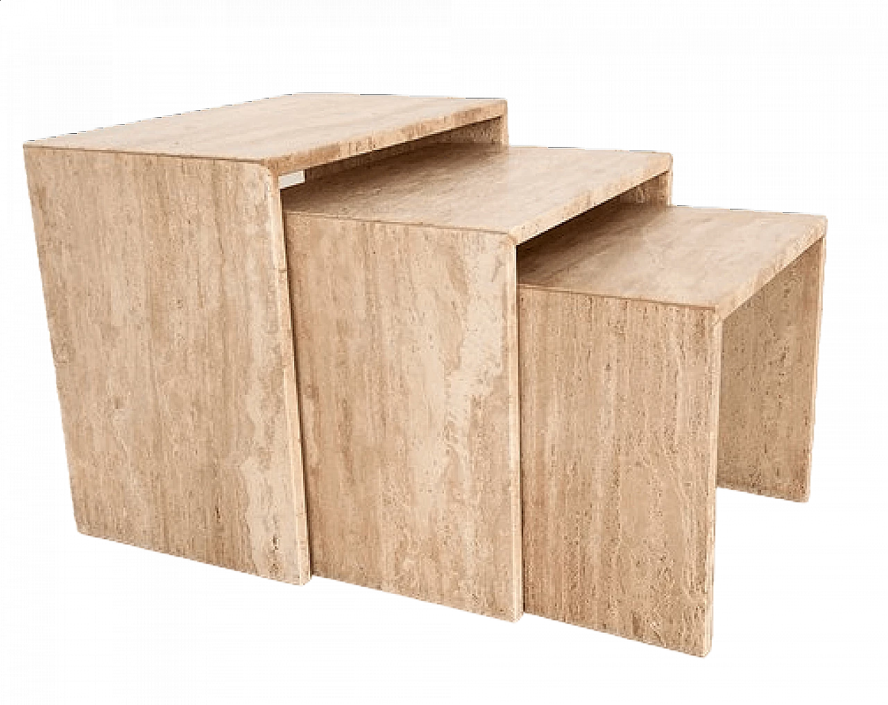 3 Travertine nest coffee tables, 1970s 19