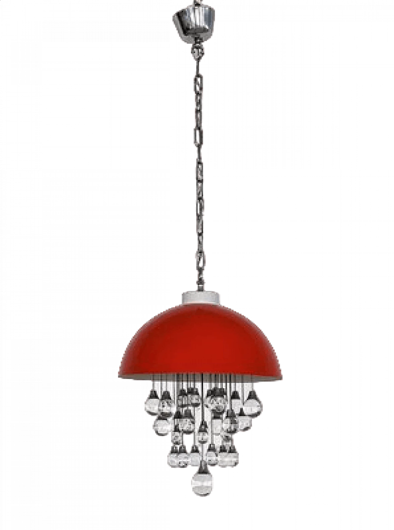 Lampadario Space Age in metallo rosso con sfere in vetro, anni '80 16