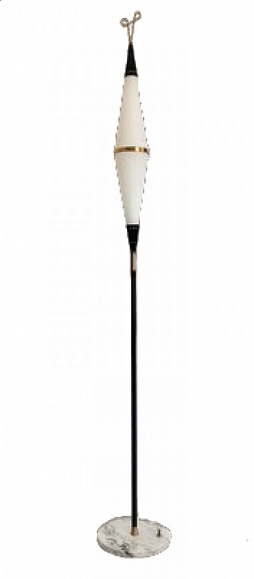 Glass, brass and marble floor lamp by Reggiani, 1960s