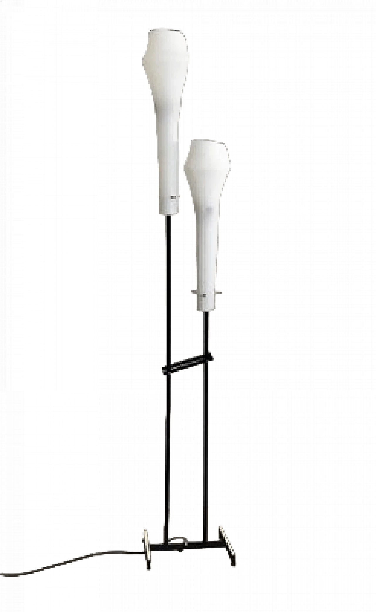 Glass, wood and brass floor lamp attributed to Stilnovo, 1960s 16