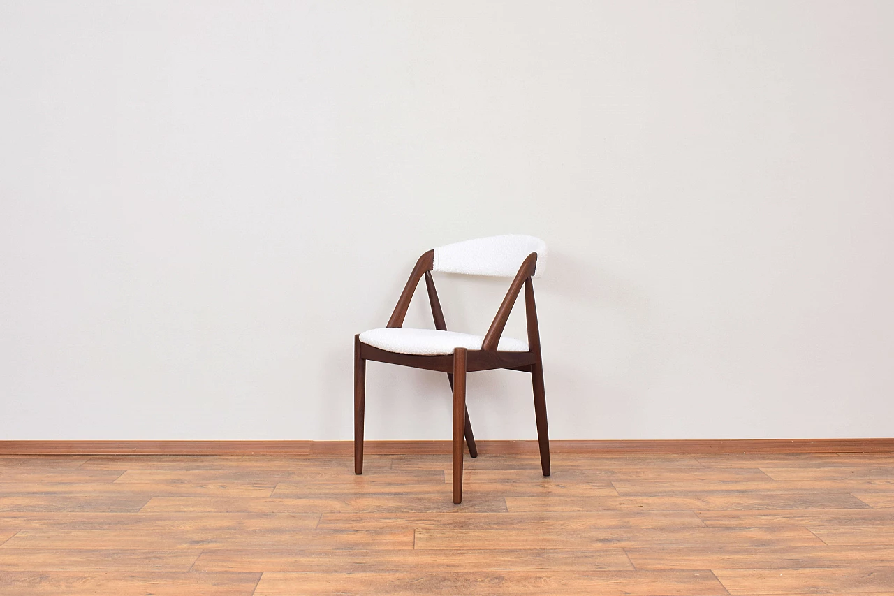 4 Chairs 31 in teak and bouclé by Kai Kristiansen for Schou Andersen, 1960s 3