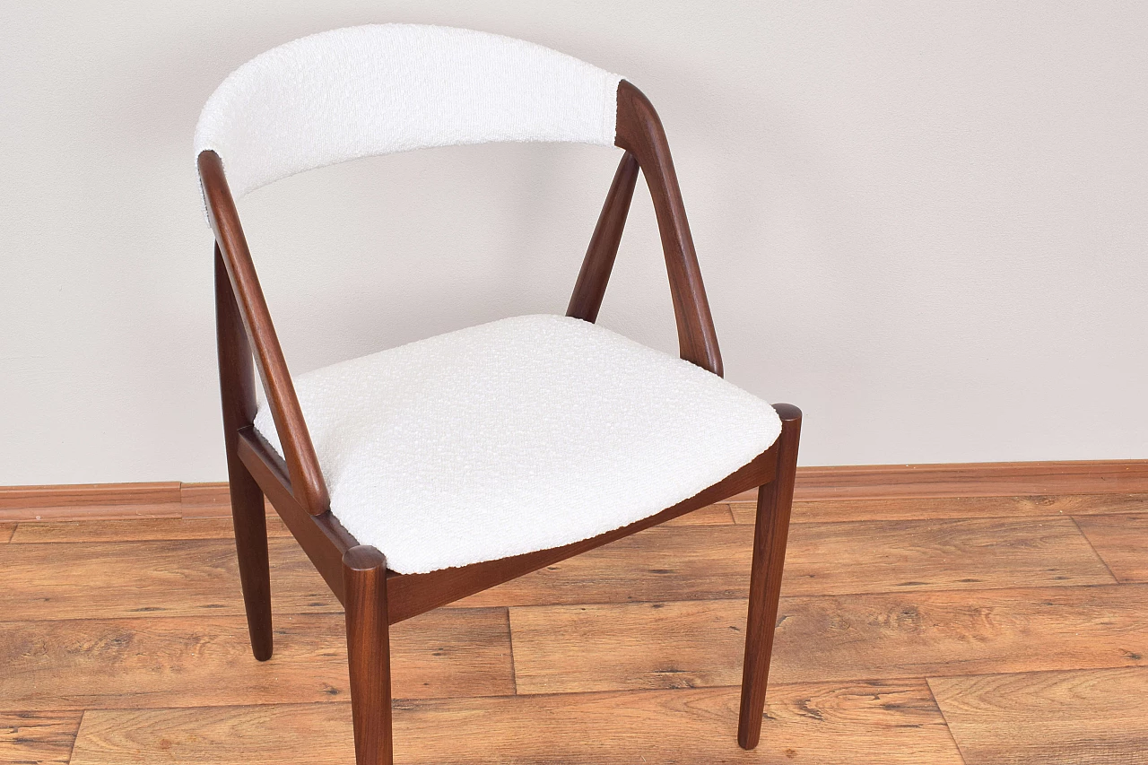 4 Chairs 31 in teak and bouclé by Kai Kristiansen for Schou Andersen, 1960s 12