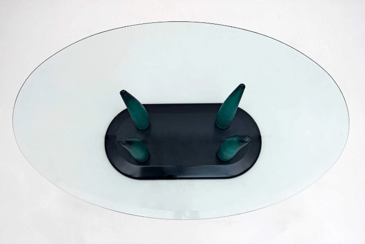 Oval lacquered wood and glass coffee table by Seguso, 1980s 7
