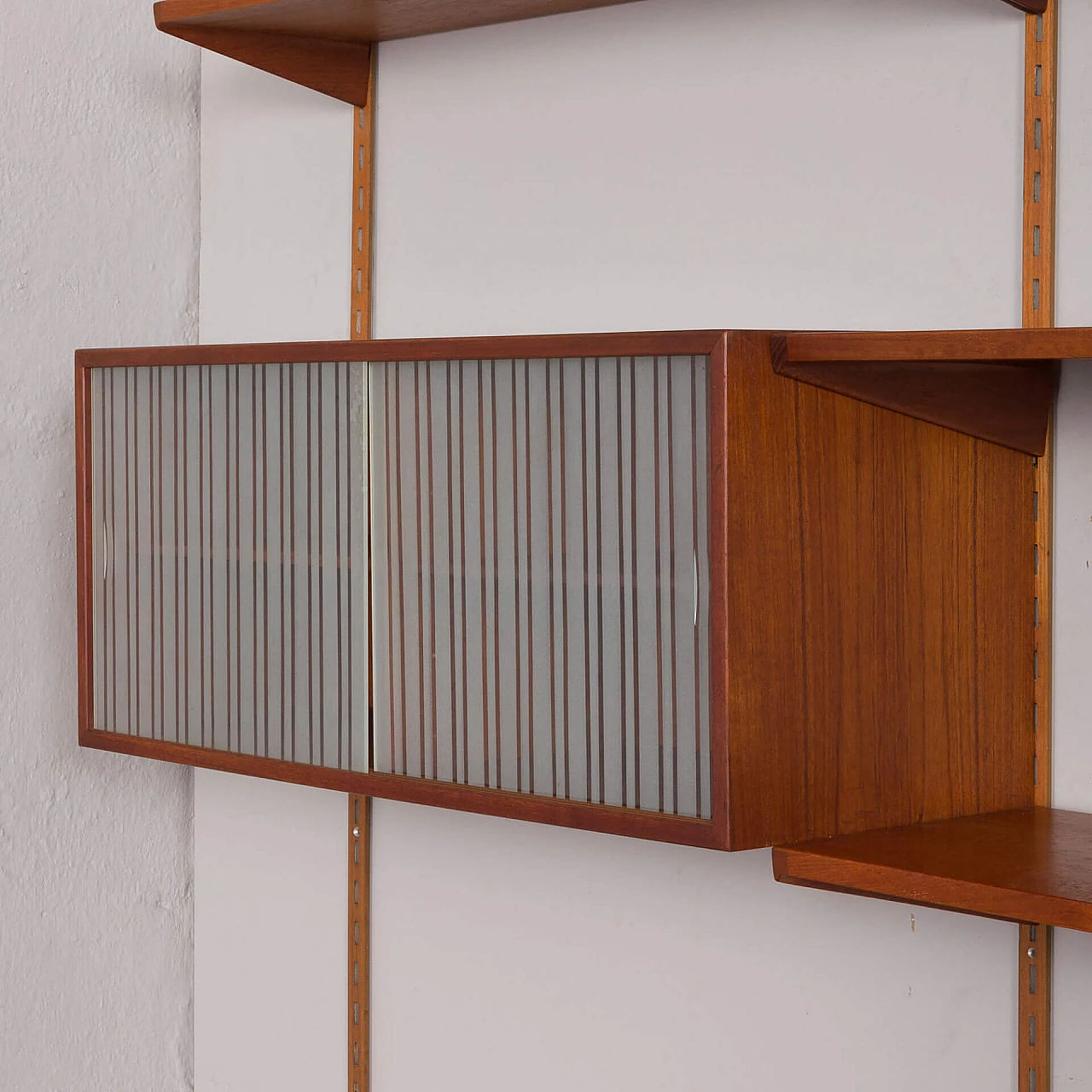 Teak hanging bookcase with desk by Kai Kristiansen for FM Mobler, 1960s 12