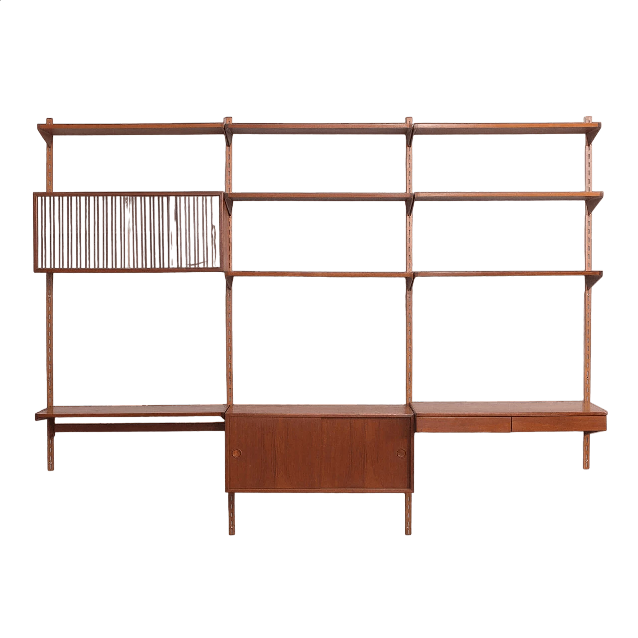 Teak hanging bookcase with desk by Kai Kristiansen for FM Mobler, 1960s 26