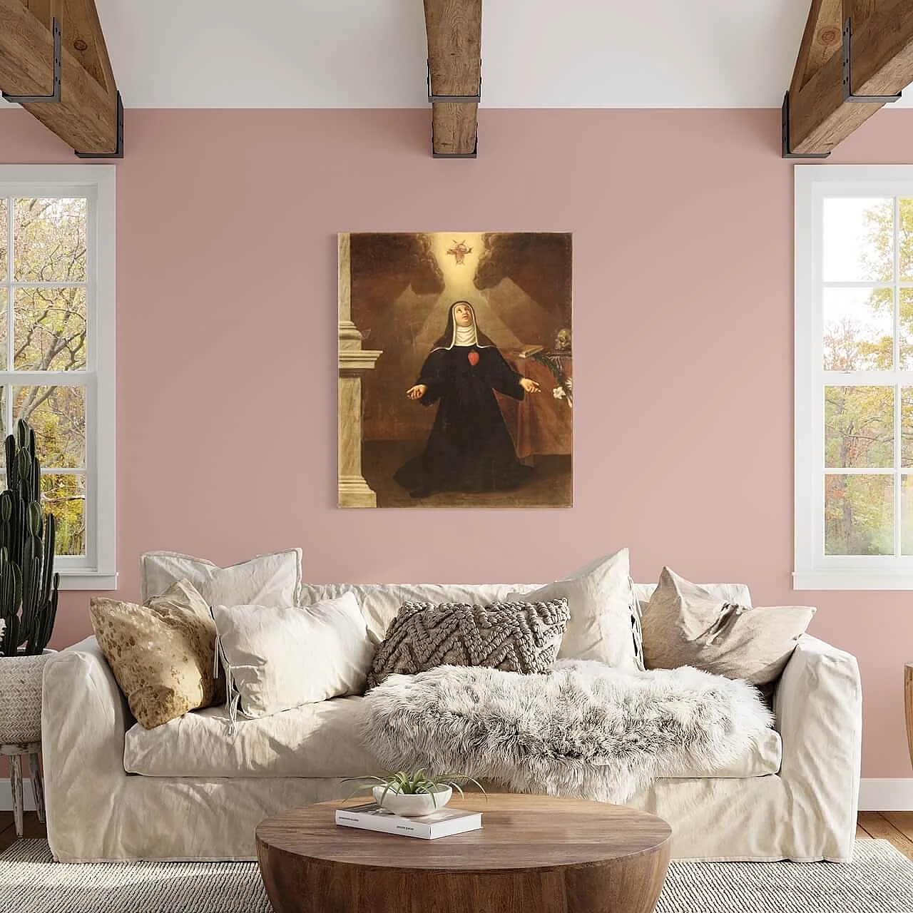 Saint in ecstasy with lily and skull, oil painting on canvas, 18th century 4