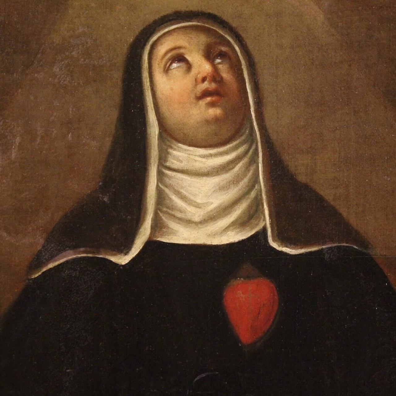 Saint in ecstasy with lily and skull, oil painting on canvas, 18th century 12