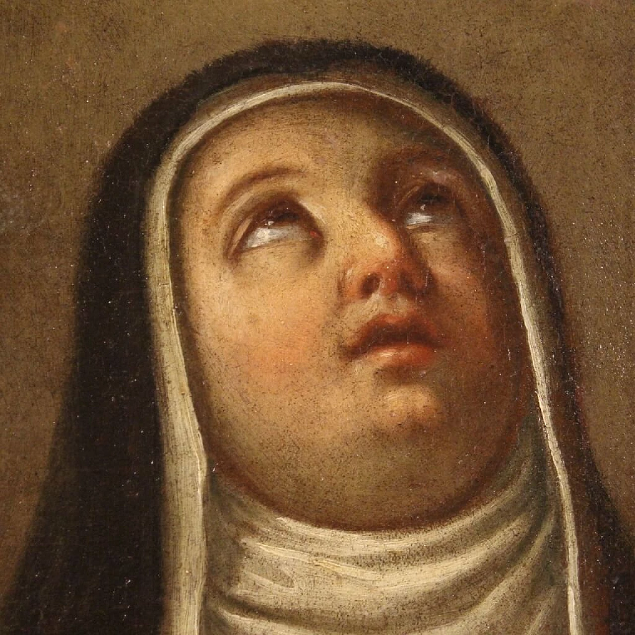 Saint in ecstasy with lily and skull, oil painting on canvas, 18th century 13