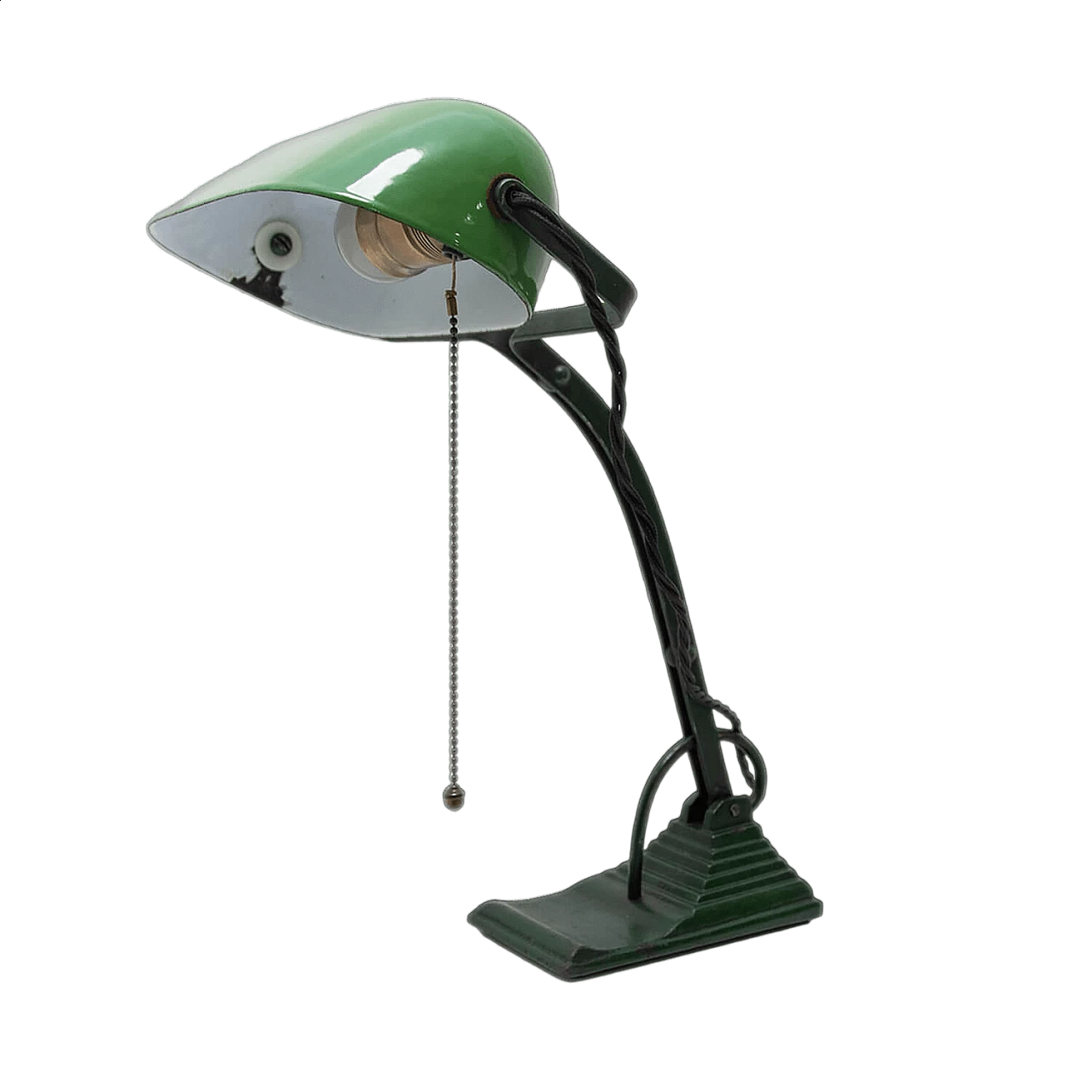 Lampada da tavolo in stile Bauhaus in metallo smaltato verde, anni '30 15