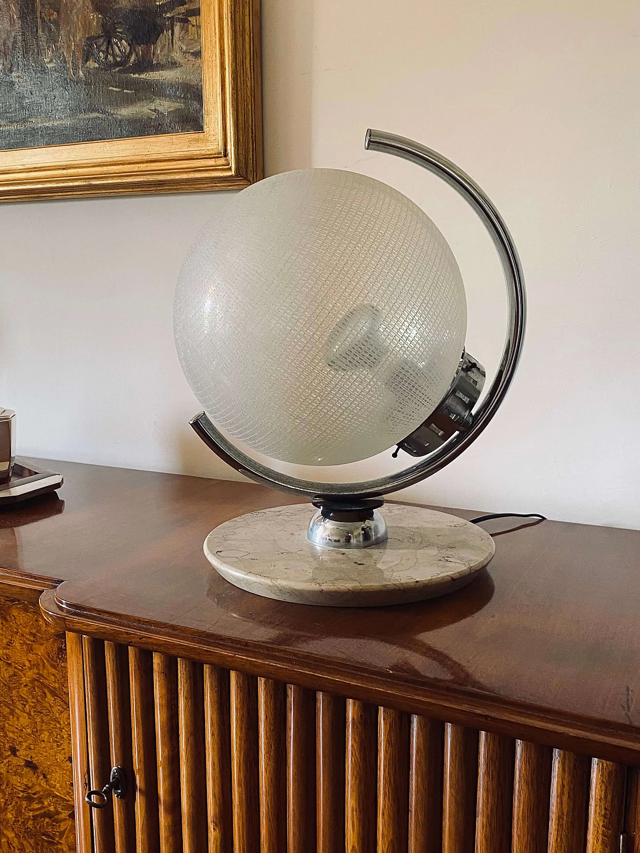 Glass, marble and metal table lamp by Mazzega, 1970s 5