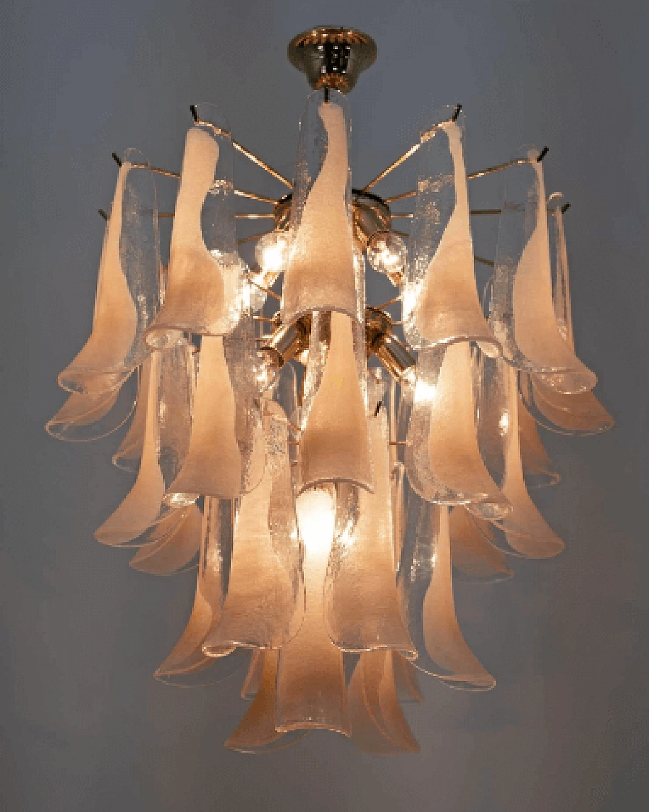 Murano glass and brass chandelier by Mazzega, 1970s 3