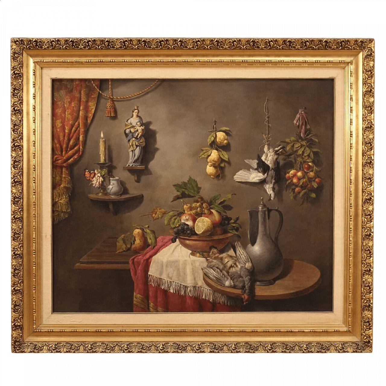 Dipinto italiano di natura morta, olio su tela, anni '40 16