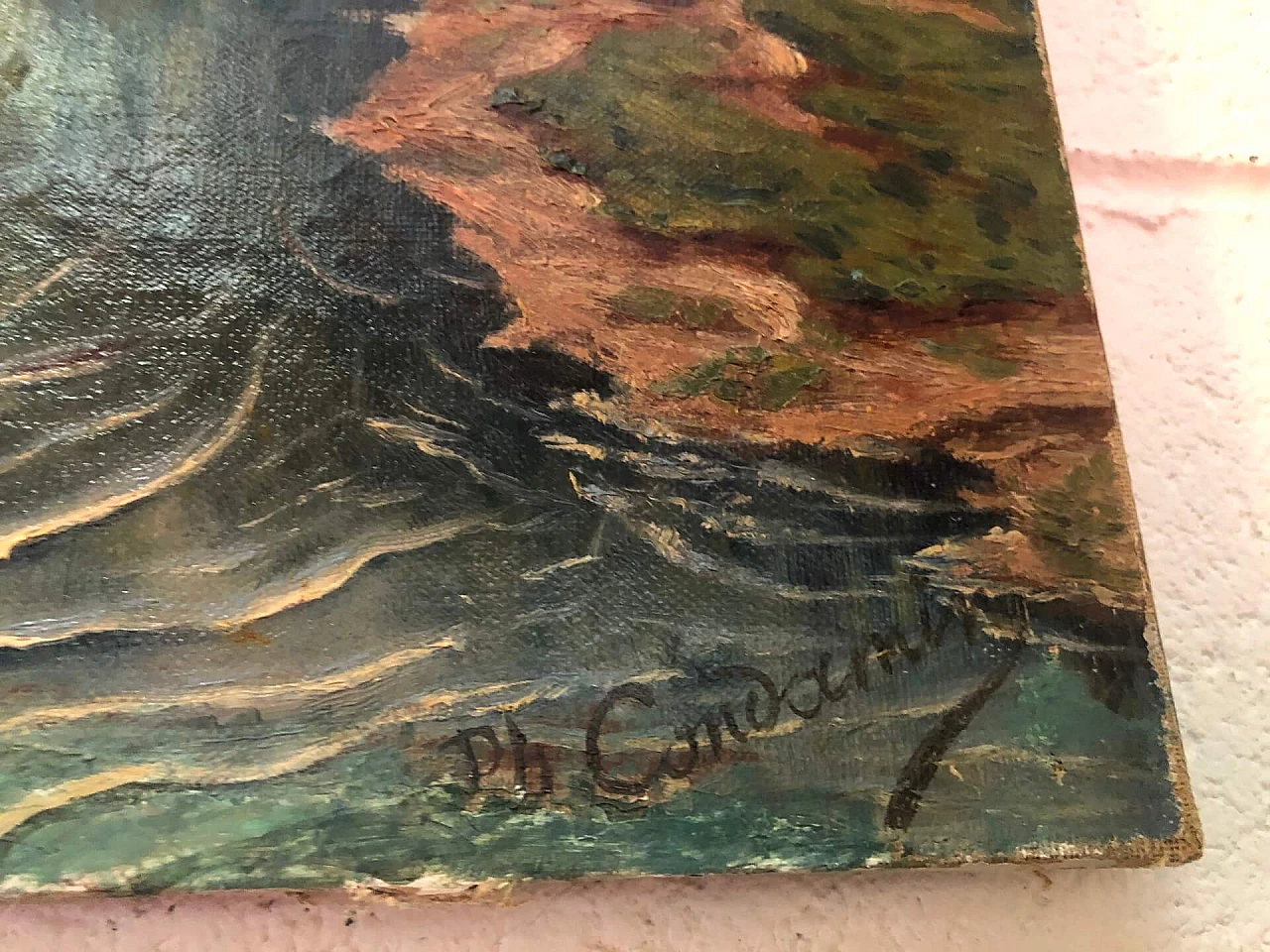 Coppia di dipinti a olio su tela raffiguranti paesaggi, inizio '900 2