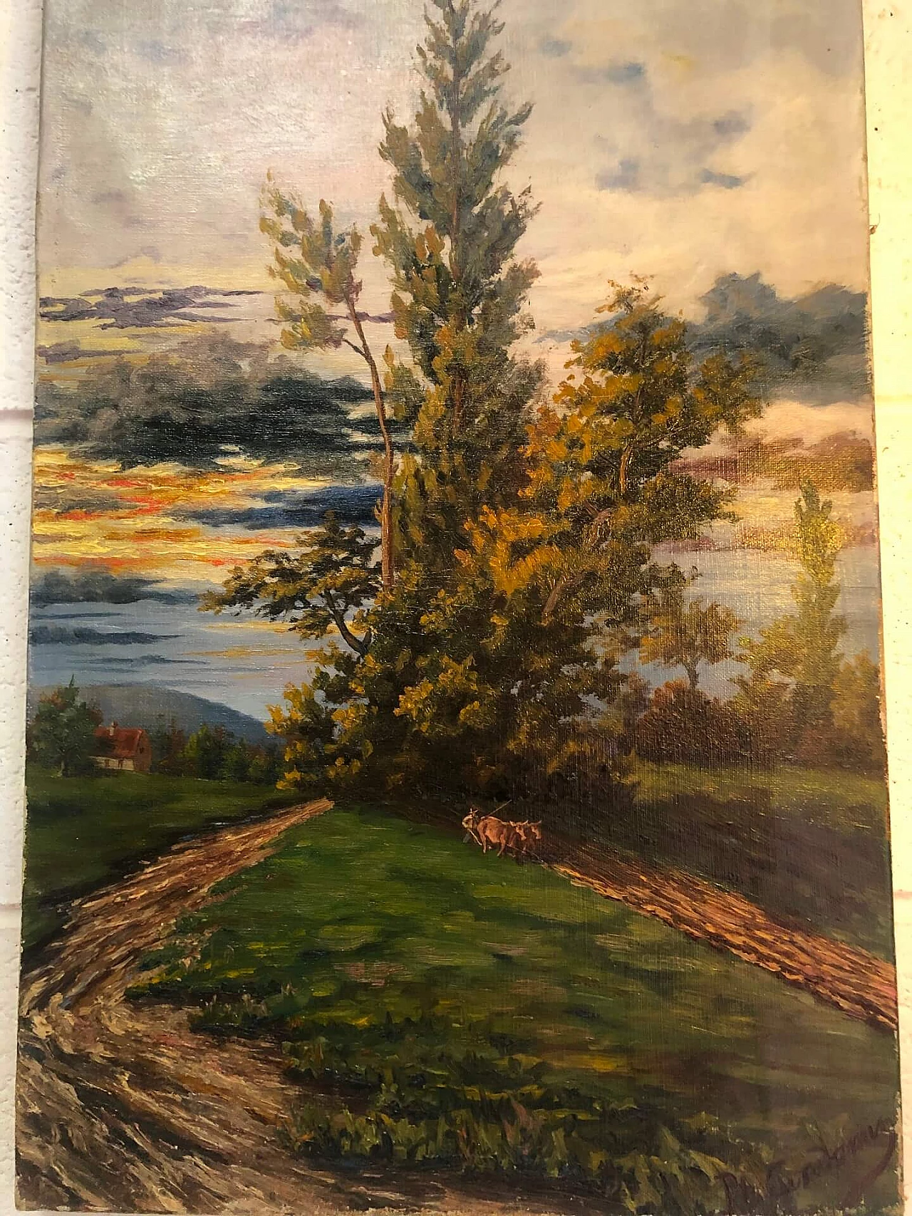 Coppia di dipinti a olio su tela raffiguranti paesaggi, inizio '900 3