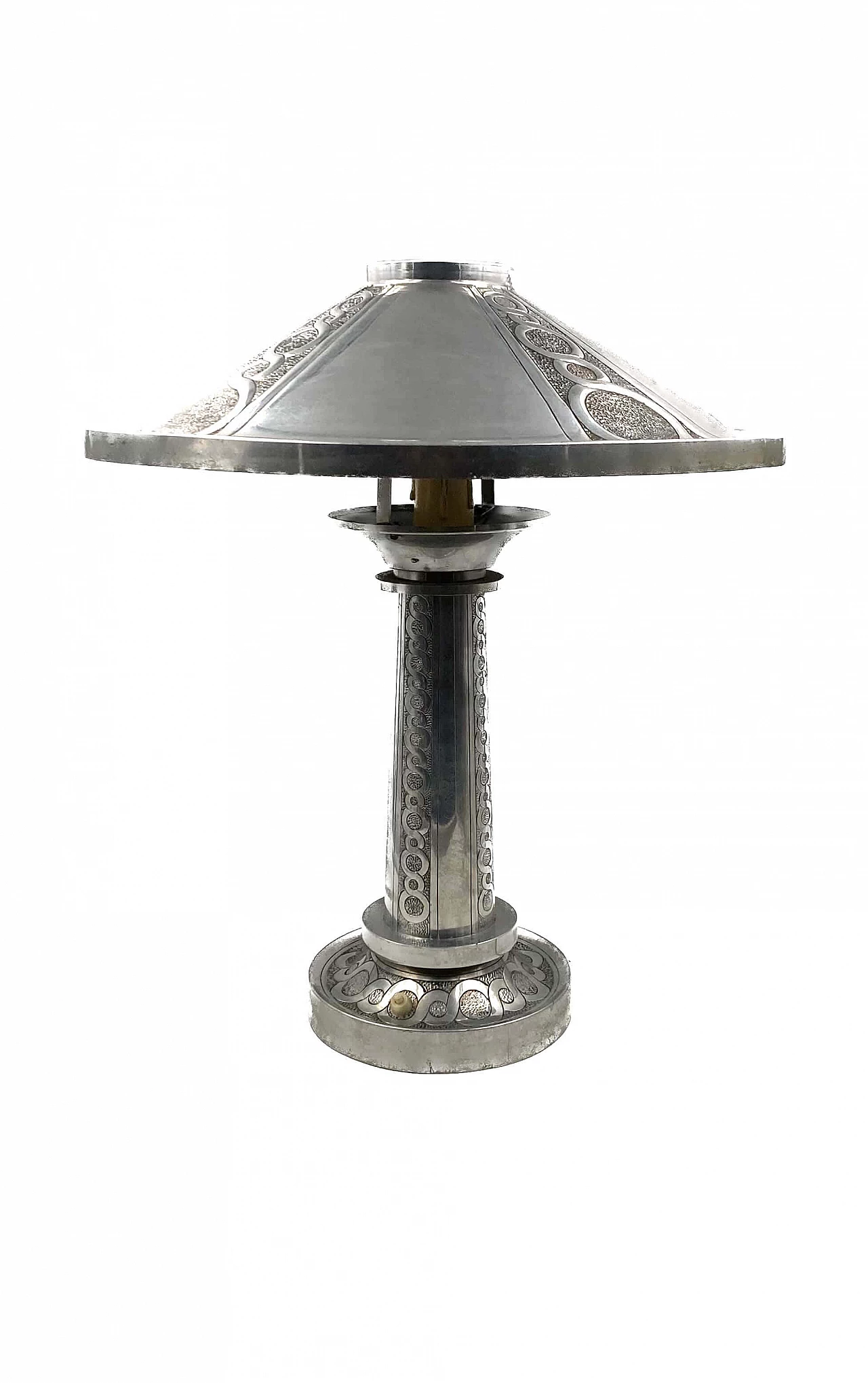Art Deco embossed metal table lamp, 1920s 8