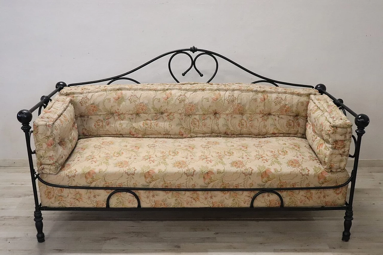 Wrought iron sofa with curl and scroll decoration, late 19th century 2