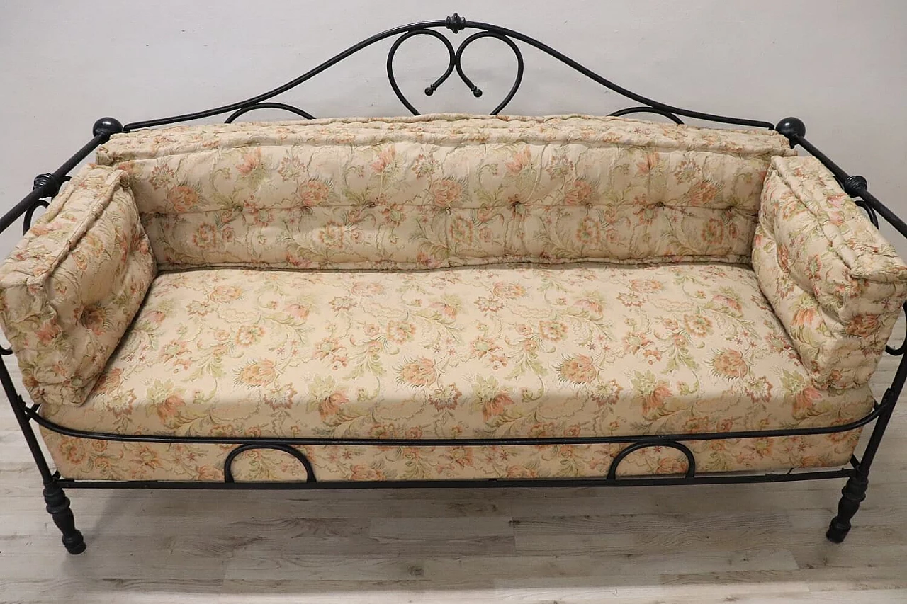 Wrought iron sofa with curl and scroll decoration, late 19th century 3