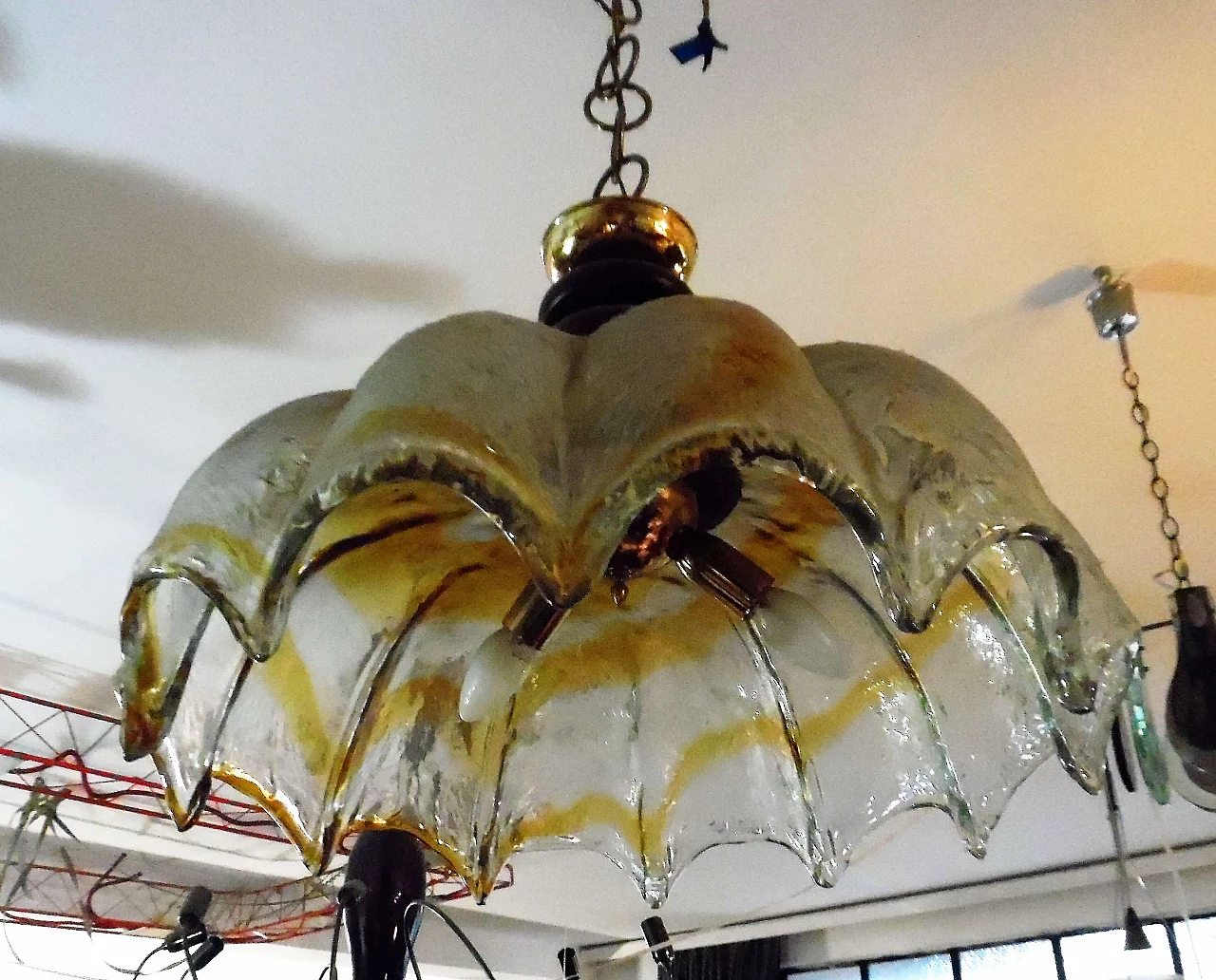 Blown glass chandelier by Mazzega, 1960s 1