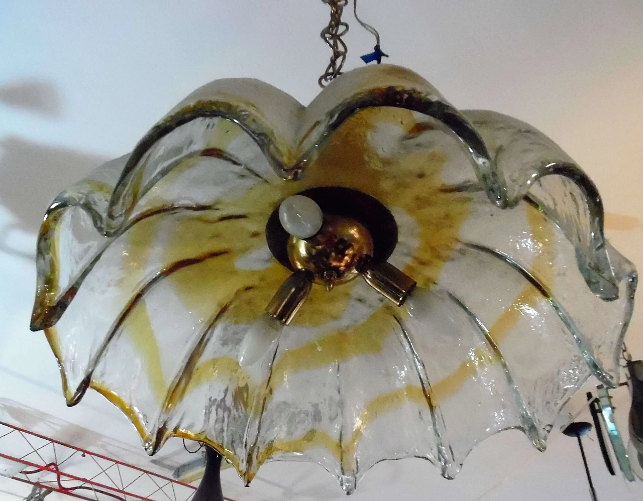 Blown glass chandelier by Mazzega, 1960s 2