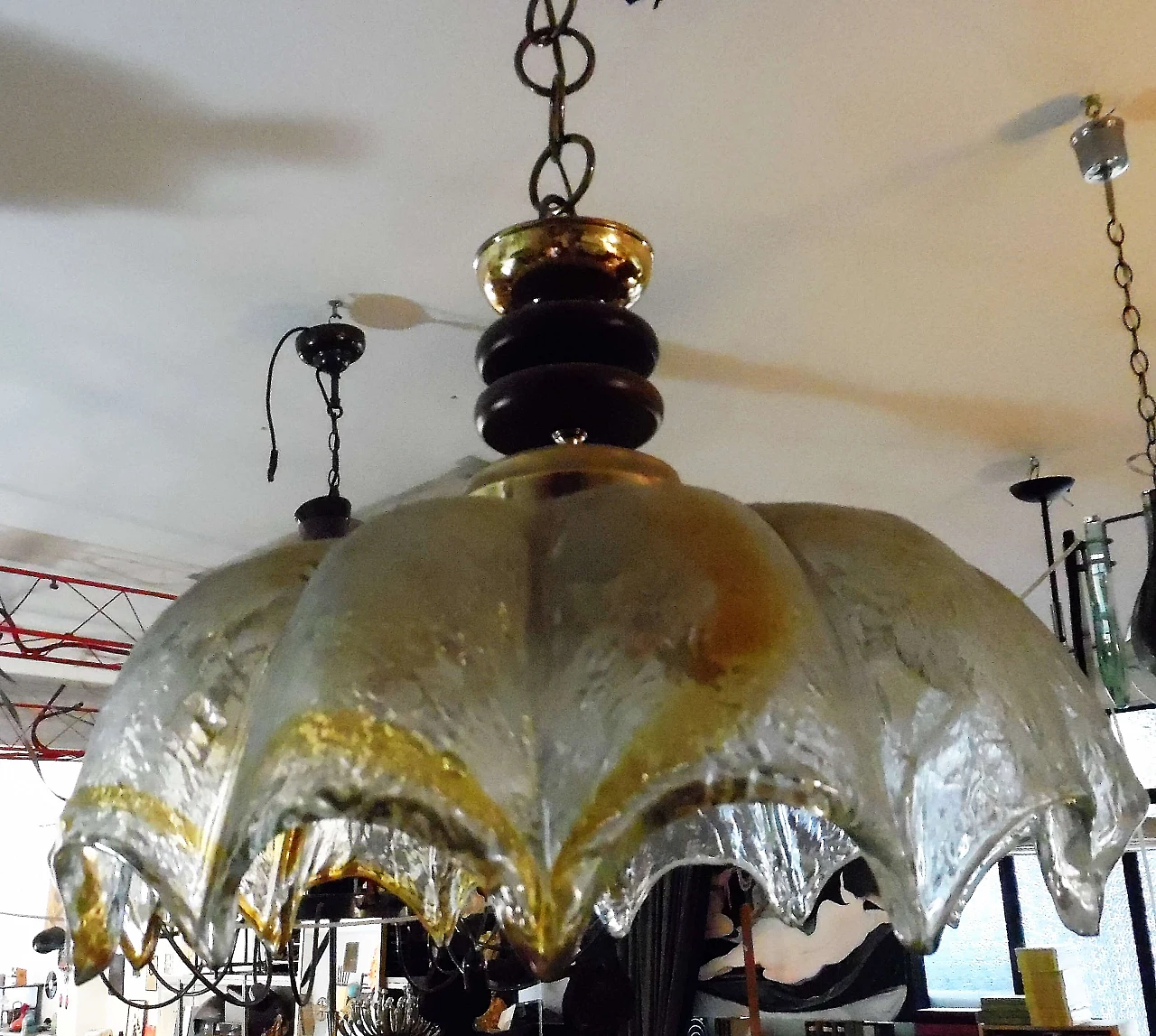Blown glass chandelier by Mazzega, 1960s 3