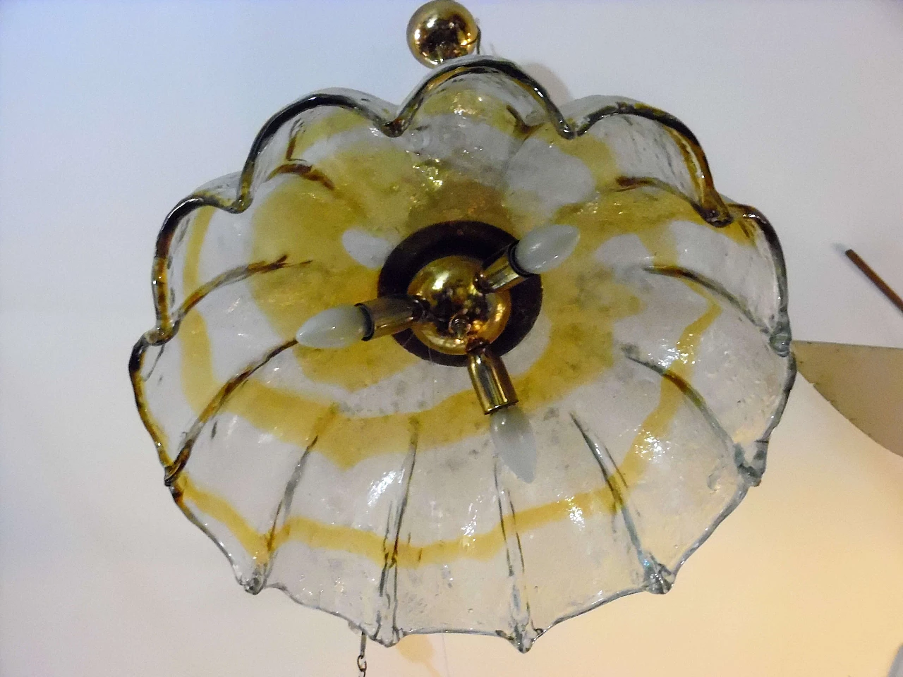 Blown glass chandelier by Mazzega, 1960s 4