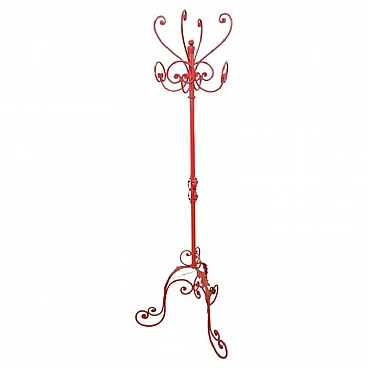 Red lacquered iron coat stand, early 20th century