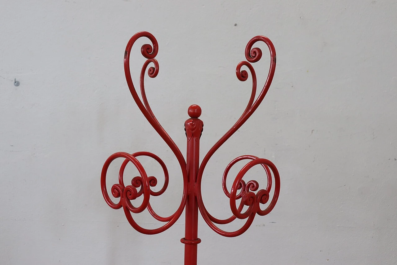 Red lacquered iron coat stand, early 20th century 5