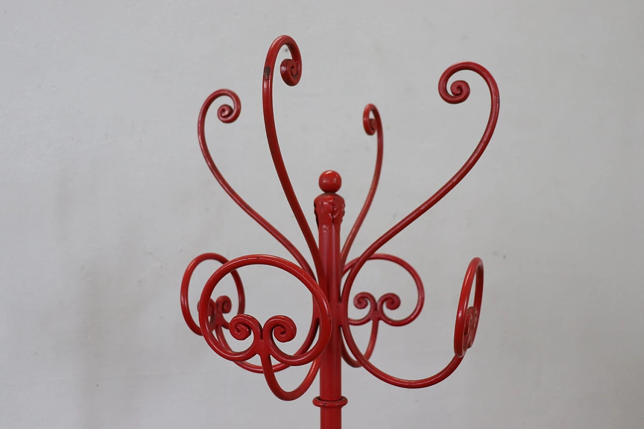 Red lacquered iron coat stand, early 20th century 6