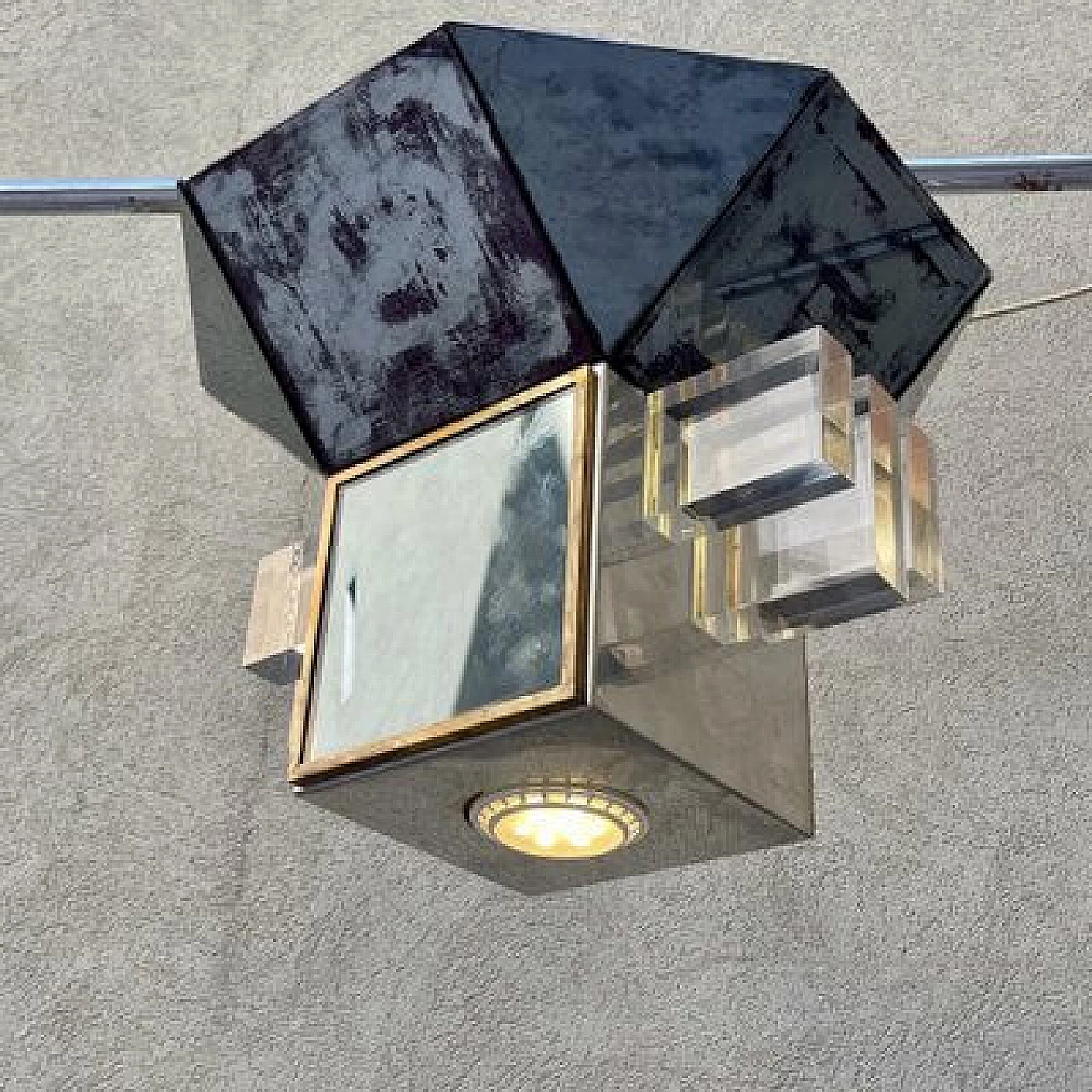 Lampada da soffitto attribuita a Sandro Petti per Maison Jansen, anni '70 2