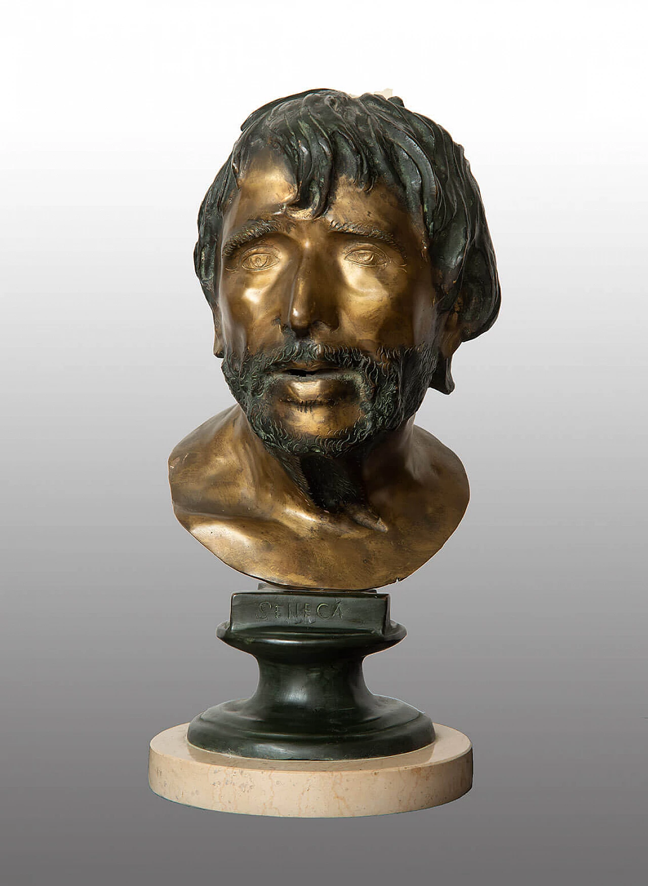 Bronze sculpture depicting the head of the philosopher Seneca, 1930s 1